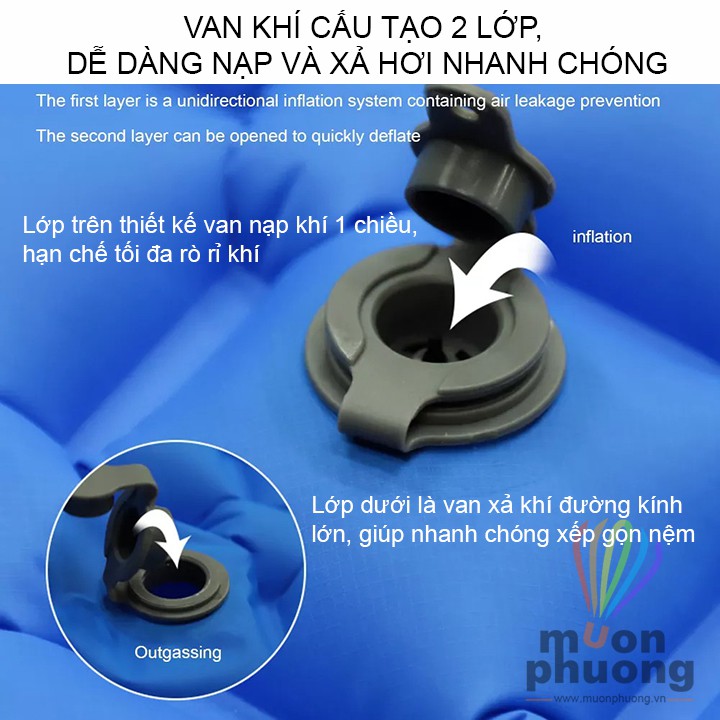 [FRSHIP 70K] Đệm nệm hơi TPU kèm bơm chống ẩm nhỏ gọn văn phòng cắm trại dã ngoại - MUÔN PHƯƠNG SHOP