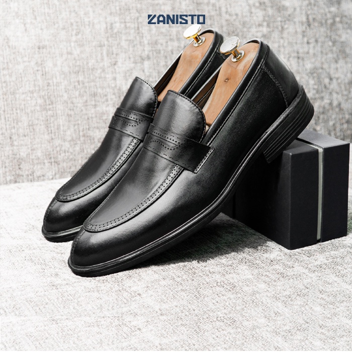 Giày lười da nam Zanisto CS571- Giày công sở da bò thật 100% (bảo hành 24 tháng)