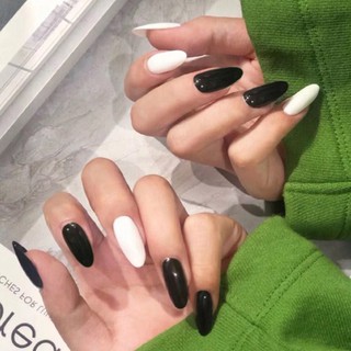 Bộ 24 Móng Tay Giả Nhọn trắng đen