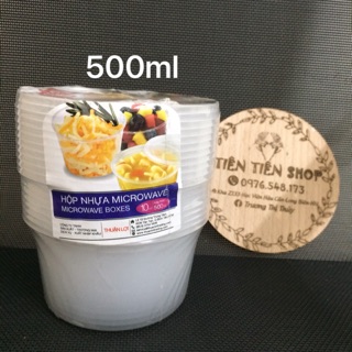 10c hộp nhựa tròn 500ml đựng 1 lần