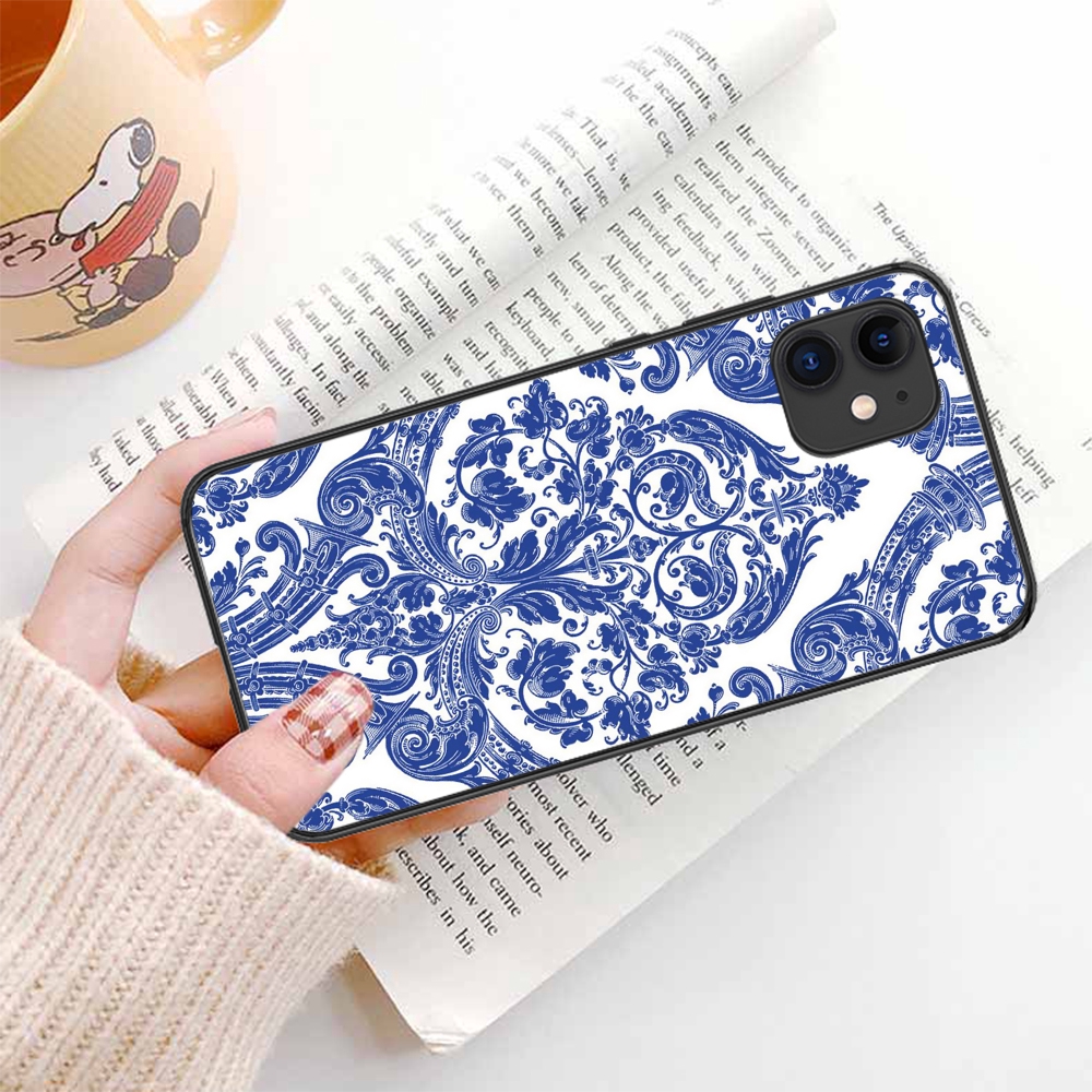 Ốp Điện Thoại Dẻo Họa Tiết Gốm Sứ Màu Xanh & Trắng Độc Đáo Cho Iphone Xs Max Xr X 11 Pro 7 8 6 6s Plus 15a