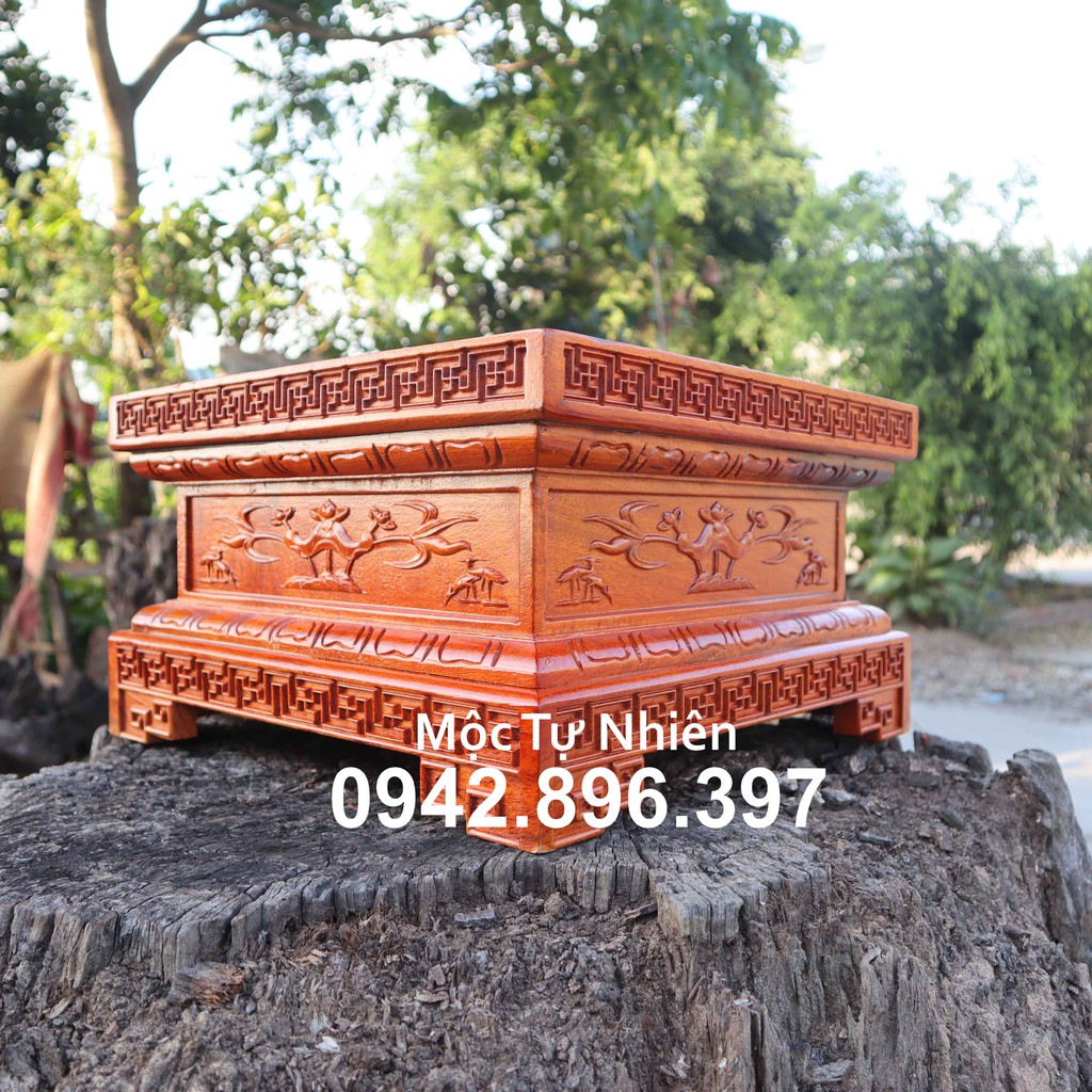 Kỷ vuông-Đôn chân loa-Đế kê tượng gỗ cao 20cm