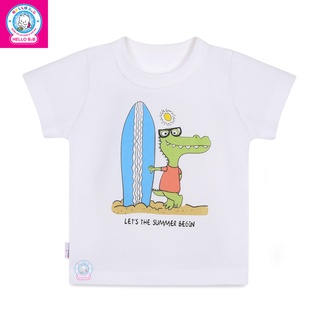 Áo tay ngắn trắng Hello B&B cho bé (6-29kg) [Cao cấp]