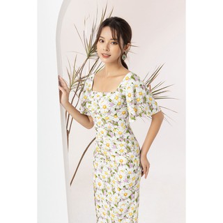 Đầm maxi hoa cổ chéo LEIKA