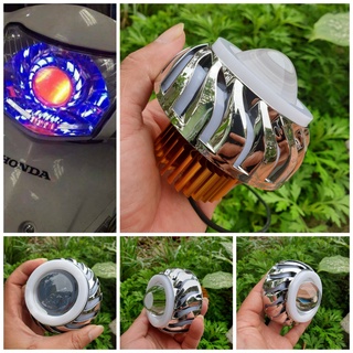 Đèn pha led xe máy siêu sáng hiệu ứng lốc xoáy viền led cực đẹp độ lắp các loại xe