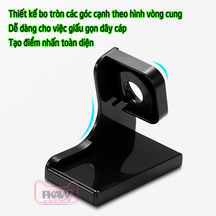 Giá đỡ đế sạc cho đồng hồ thông minh Apple Watch 7/6/5/4/3/2/1 nhựa PVC viền màu - nhiều màu