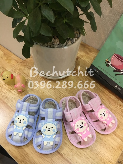 Dép tập đi đế kếp quai dán (đế cao su chống trượt)