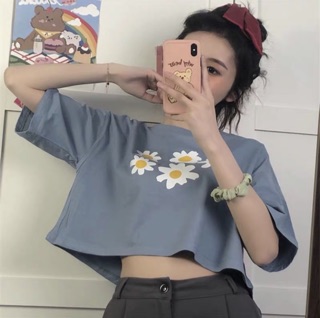 ÁO CROPTOP IN HÌNH HOA CÚC