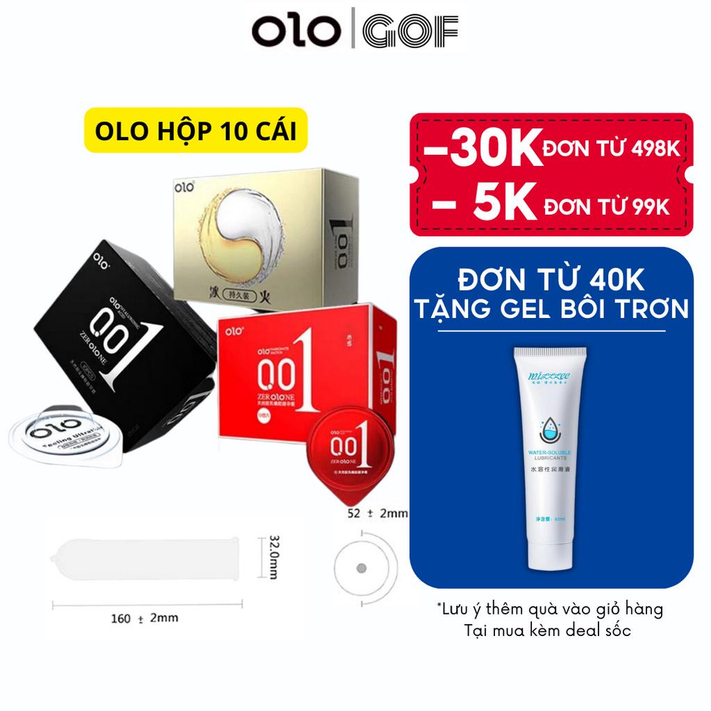 Bao cao su siêu mỏng Olo 001 kéo dài thời gian quan hệ trơn mỏng chống xuất tinh sớm chính hãng Hộp 10 bcs - GoF Store