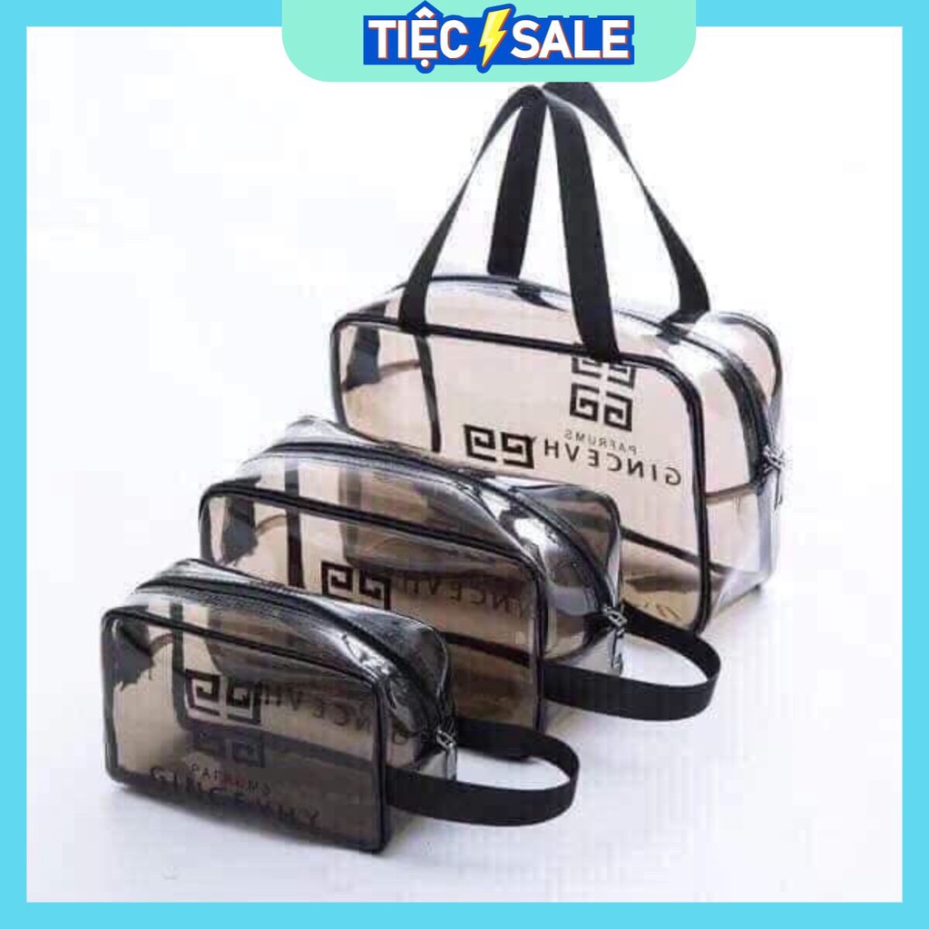 Set 3 túi đựng mỹ phẩm trong suốt đựng đồ du lịch thời trang