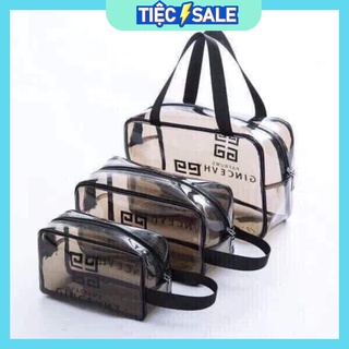Set 3 túi đựng mỹ phẩm trong suốt đựng đồ du lịch thời trang