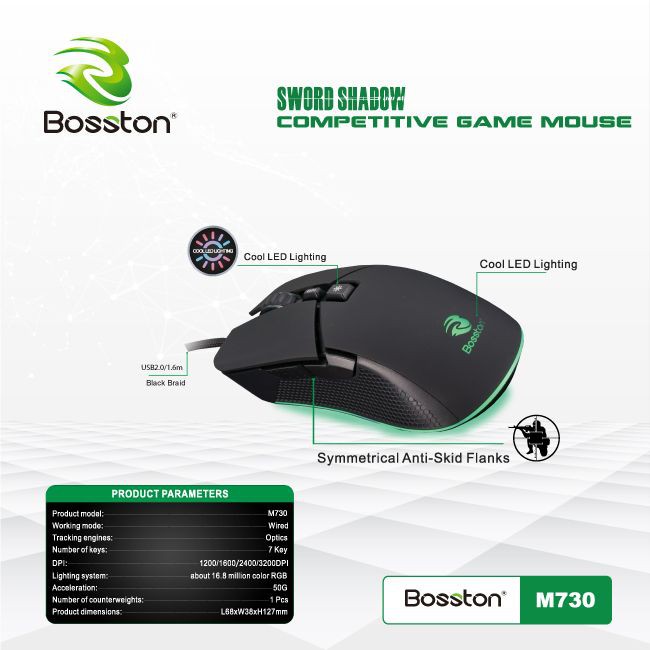 Chuột Bosston M730 LED Gaming - màu ngẫu nhiên