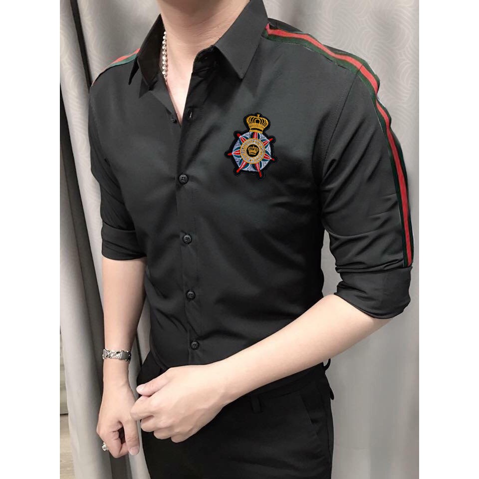 Áo Sơ Mi Nam Đen Thêu Logo Siêu Đẹp | Hàng Chuẩn SM14 (Ảnh thật)