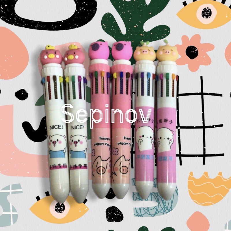 Bút bi họat hình 10 màu dễ thương