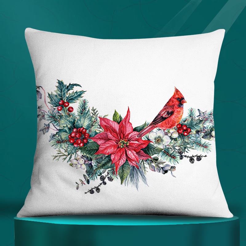 Vỏ gối vuông họa tiết giáng sinh trang trí nội thất kích thước 45cmx45cm