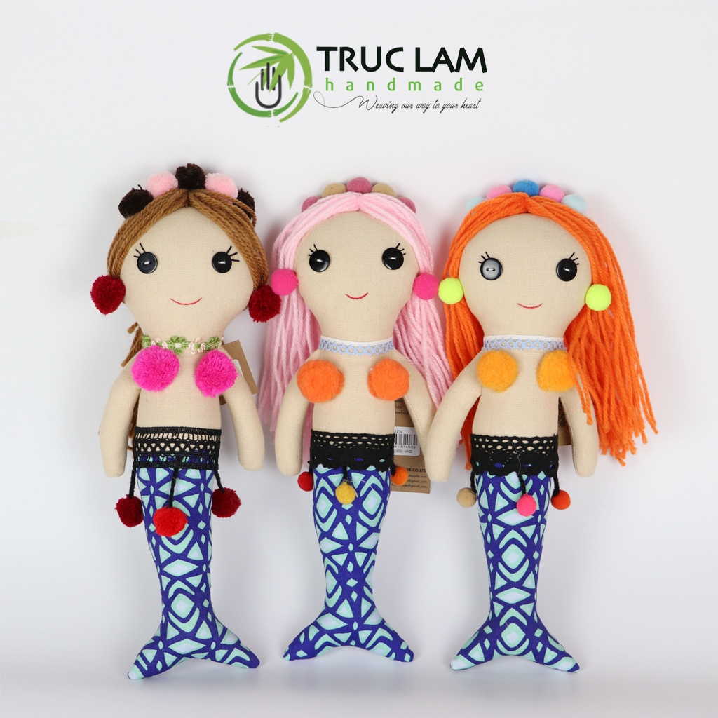 Đồ Chơi Cho Bé Thú Nhồi Bông Hình Nàng Tiên Cá Vải Hoa Bông Gòn Cao Cấp - Trúc Lâm Handmade