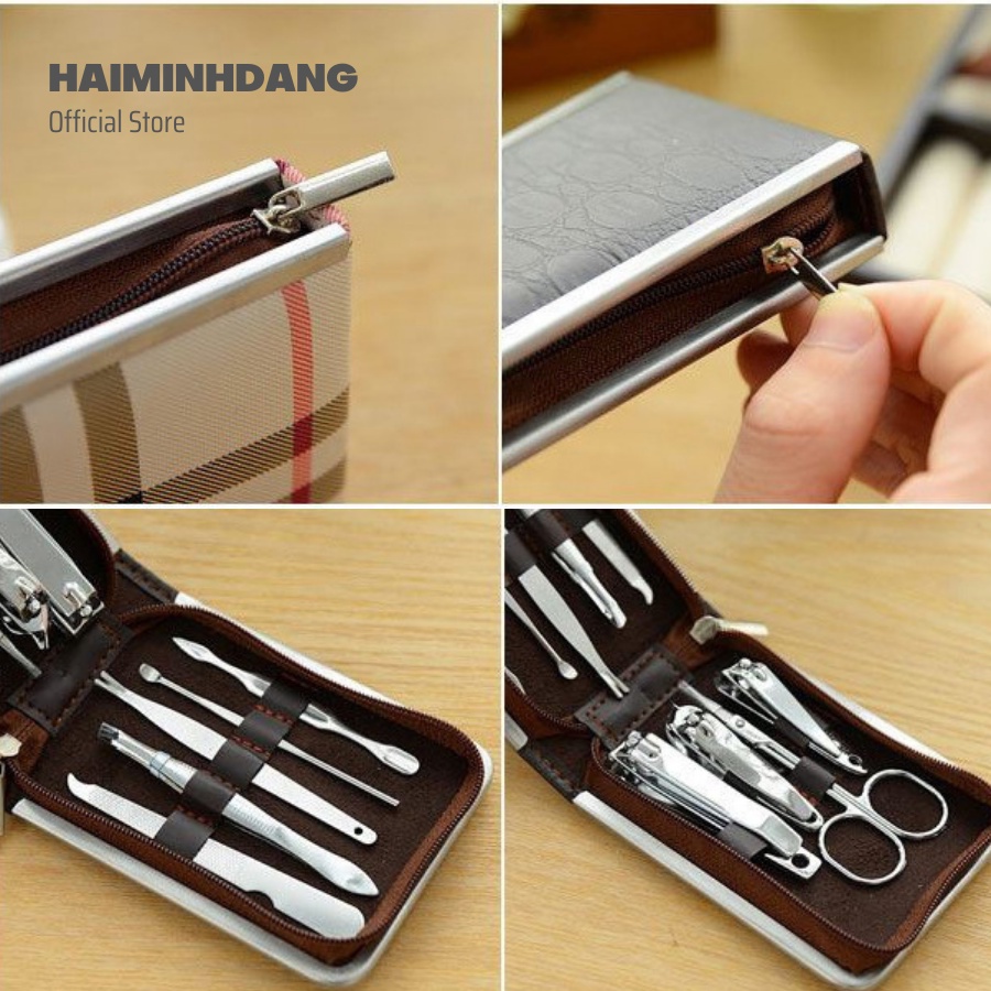 Bộ bấm móng tay, chăm sóc móng 9 món bao da sang trọng