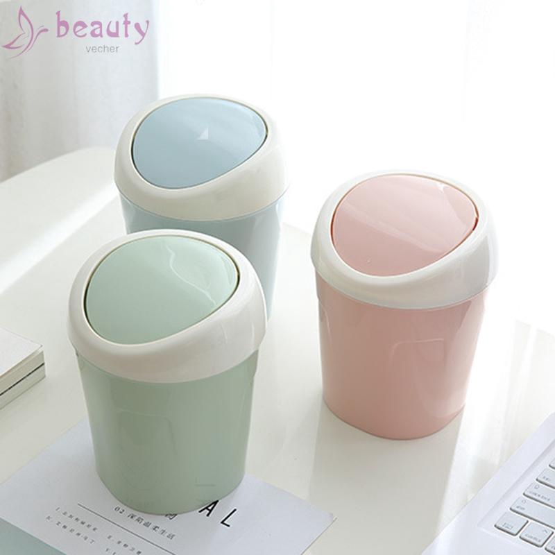 Thùng rác mini để bàn có nắp xoay dùng trong văn phòng/tại nhà