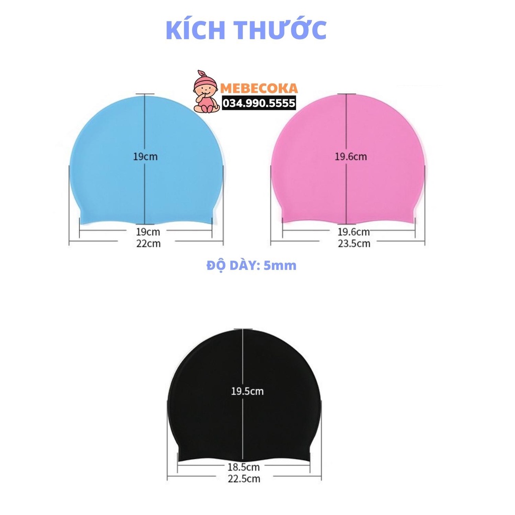 Mũ bơi, nón bơi cho bé từ 3 tuổi, mũ bơi Trẻ Em và Người Lớn, Chất liệu Silicone cao cấp CHỐNG NƯỚC 100%