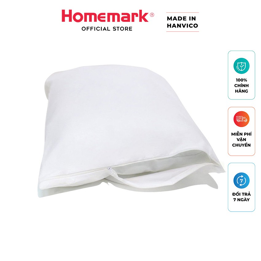 Bảo vệ gối HANVICO cotton màu trắng chống mùi, chống ẩm cao cấp
