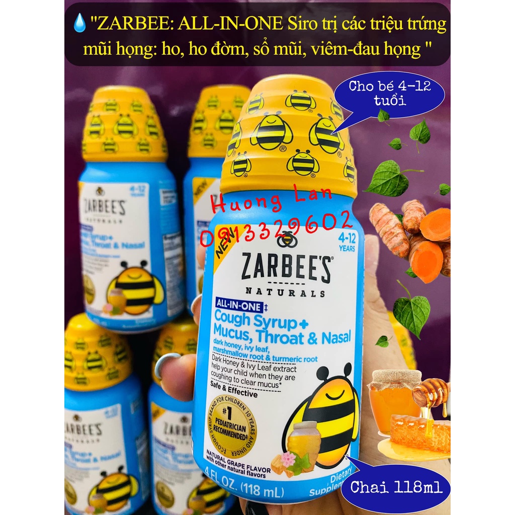Hộp Đựng Siro Con Ong Zarbee Dark Honey + ZinC Naturals Baby Syrup