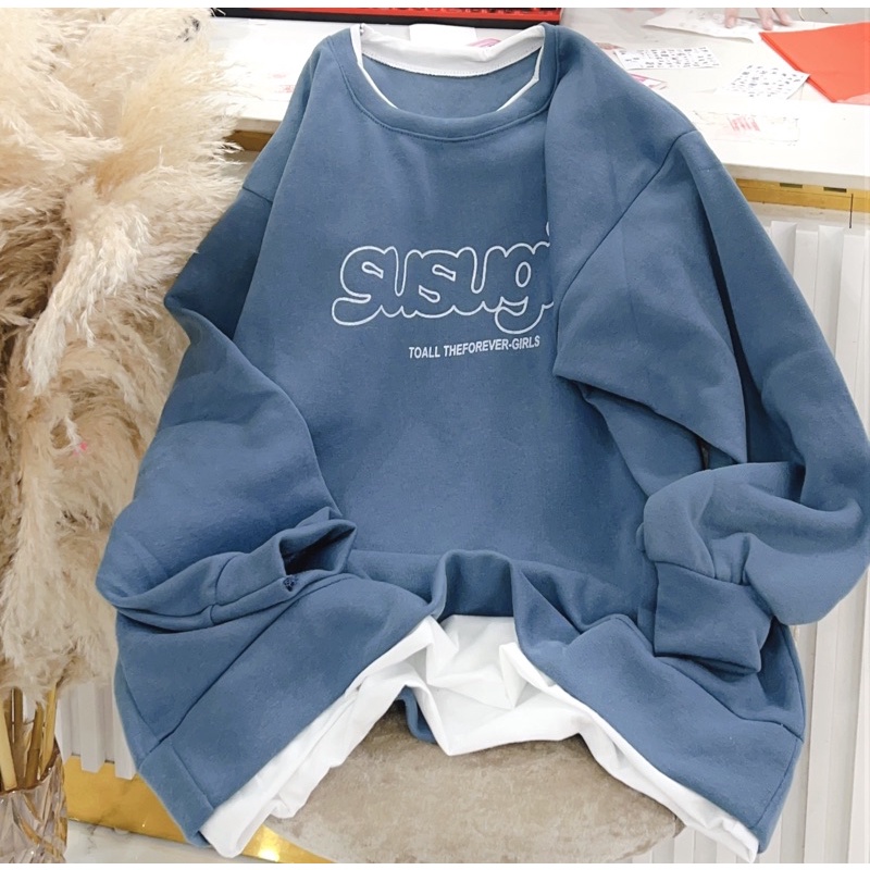 [VIDEO ẢNH THẬT] Áo Nỉ Sus Sưeater Form Rộng Unisex Nam Nữ Ulzzang- Áo Nỉ Cổ Tròn Basic