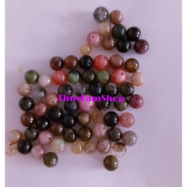 Viên đá tourmaline nhiều màu 6li đá thanh tẩy bài, làm habdmade bán 5 viên