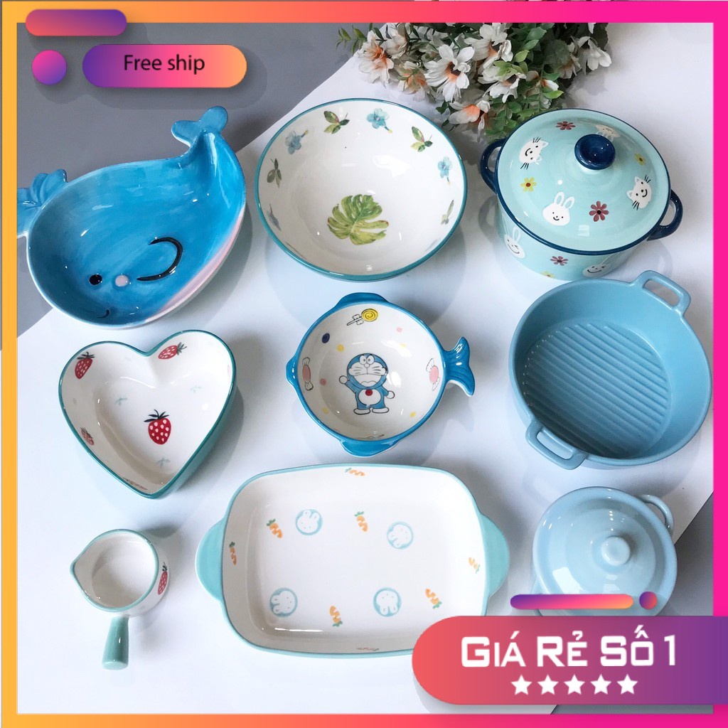 Bát Sứ Bát Ăn Cơm Bộ Bát Đĩa Decor Bộ Chén Dĩa Sứ Dễ Thương Cute Cao Cấp S06