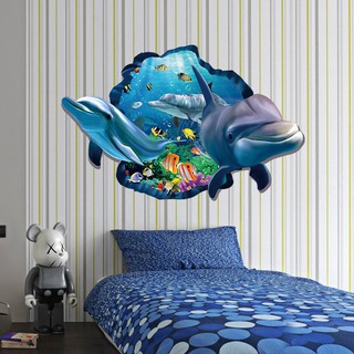 Sticker dán 3d hình cá heo 60x90 cm