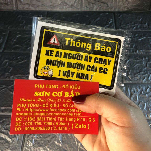 tem dán xe máy cảnh báo mượn xe