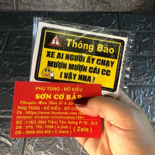 tem dán xe máy cảnh báo mượn xe