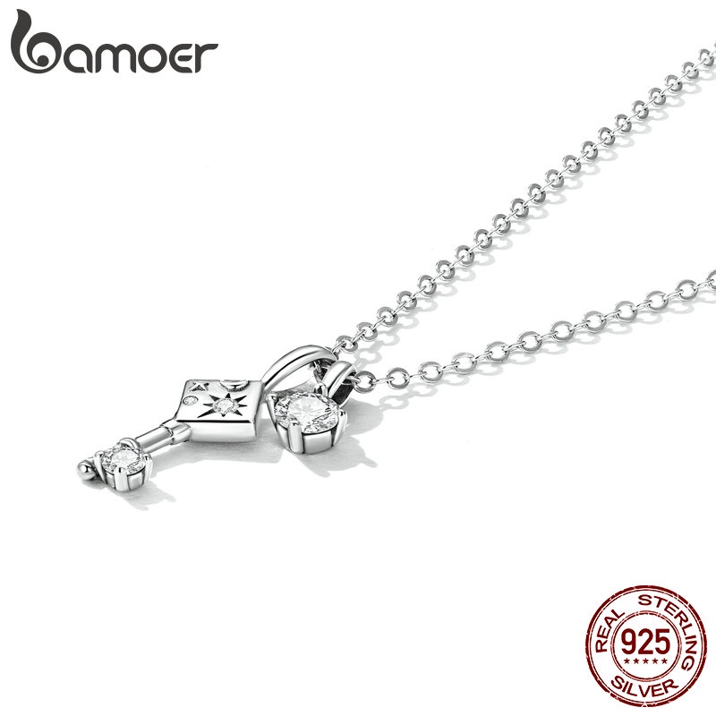 Vòng cổ BAMOER bạc 925 phối mặt hình chìa khóa thời trang cho nữ