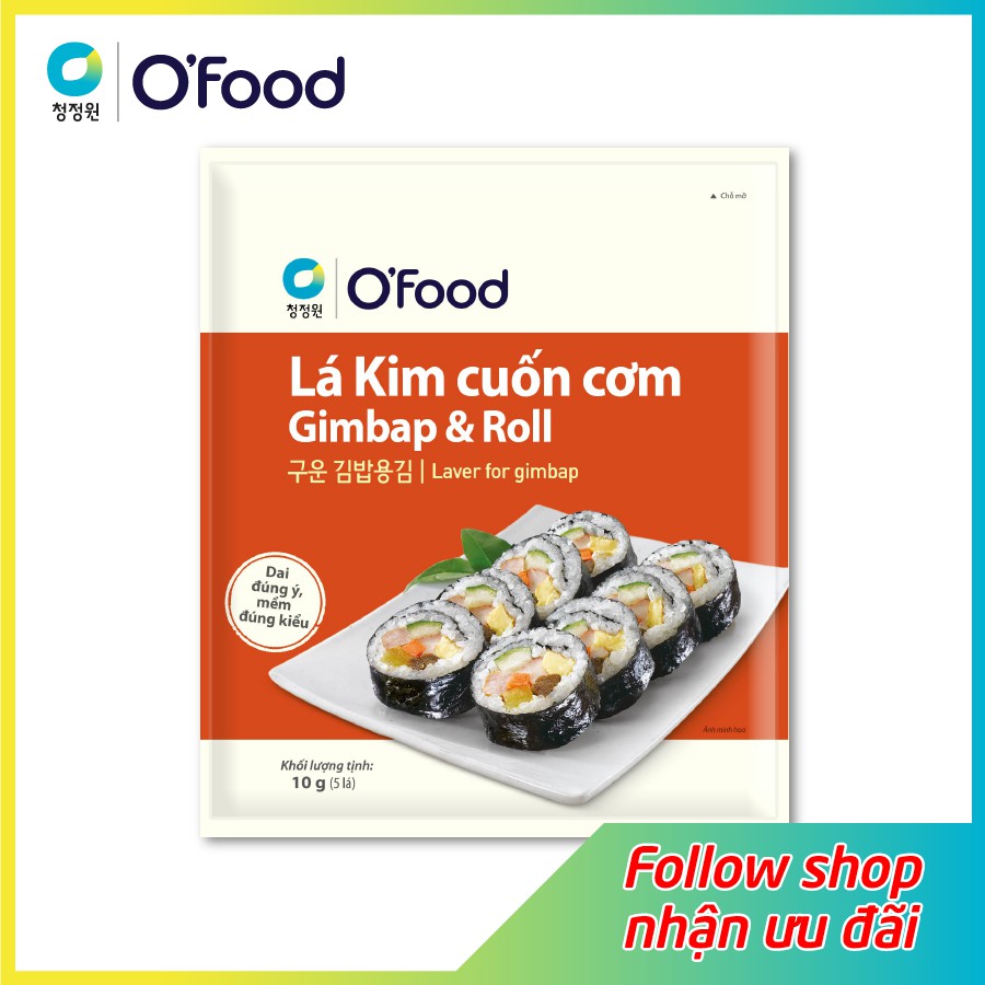 Rong biển / lá kim cuốn cơm Hàn Quốc O'food 10g, sử dụng cho các món kimbap, sushi