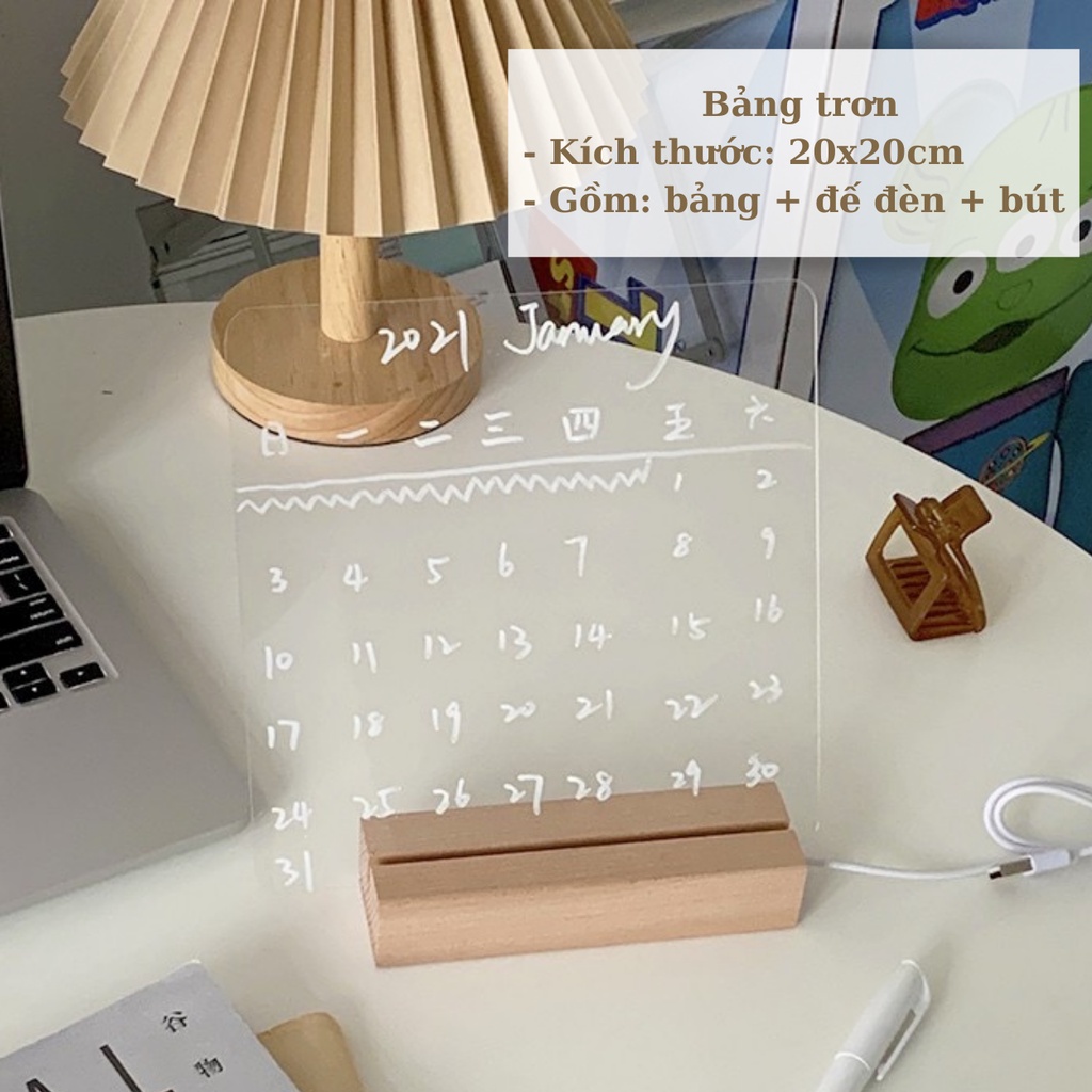 Quà Tặng, Quà Lưu Niệm đèn Led để bàn gắn bảng Acrylic phát sáng kèm 1 bút