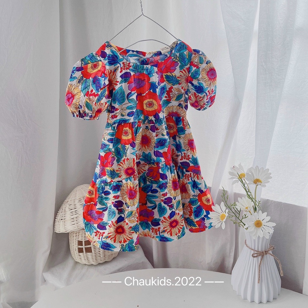 Váy hoa cúc sặc sỡ bé gái Bm_babyshop68