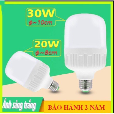 Bóng đèn LED trụ tròn 20W 30W ánh sáng trắng (hàng cao cấp loại siêu sáng - tản nhiệt nhôm dày - bao đổi trả)