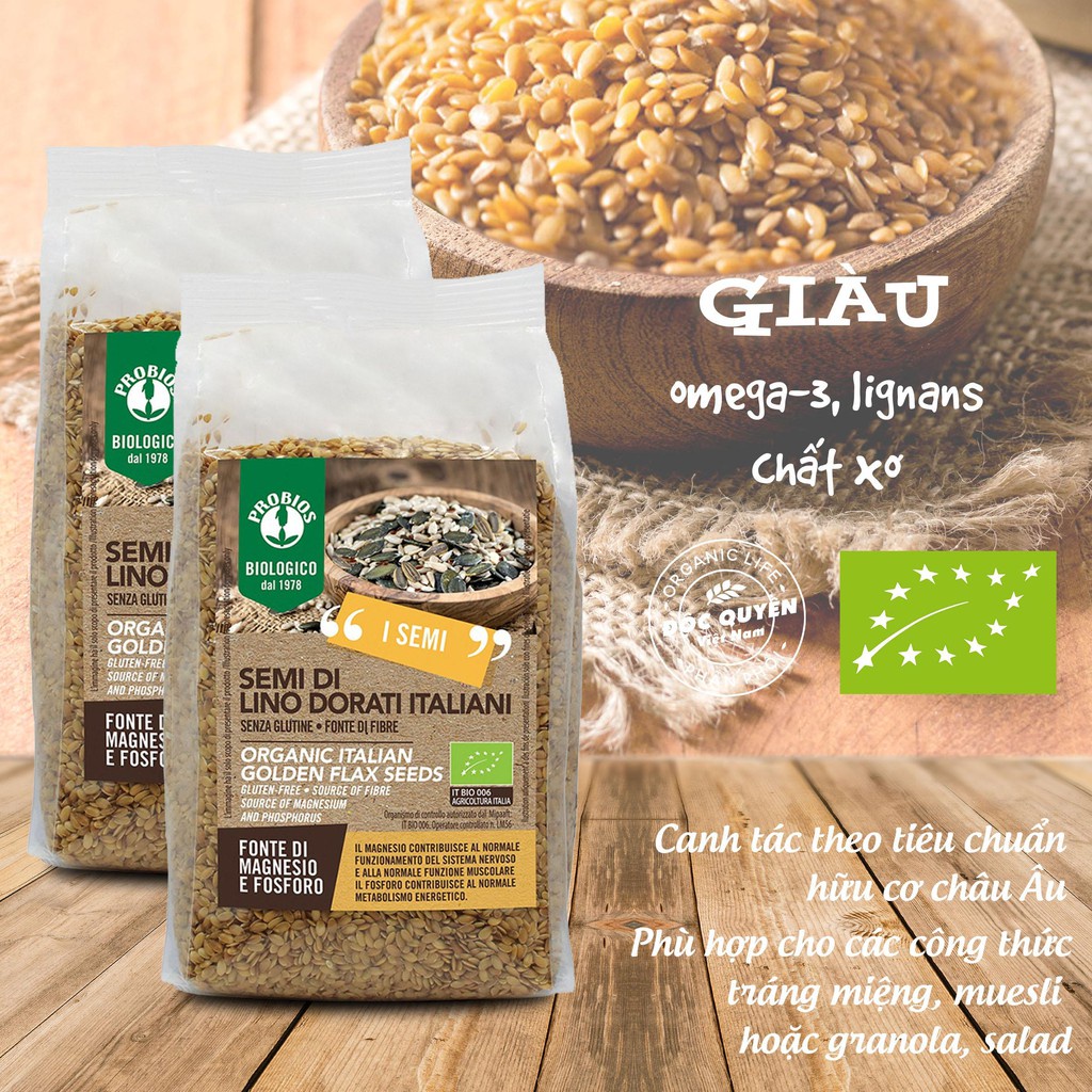 Hạt lanh vàng hữu cơ Probios 500g/100g - Date: 23/11/2023 - Nhà hữu cơ
