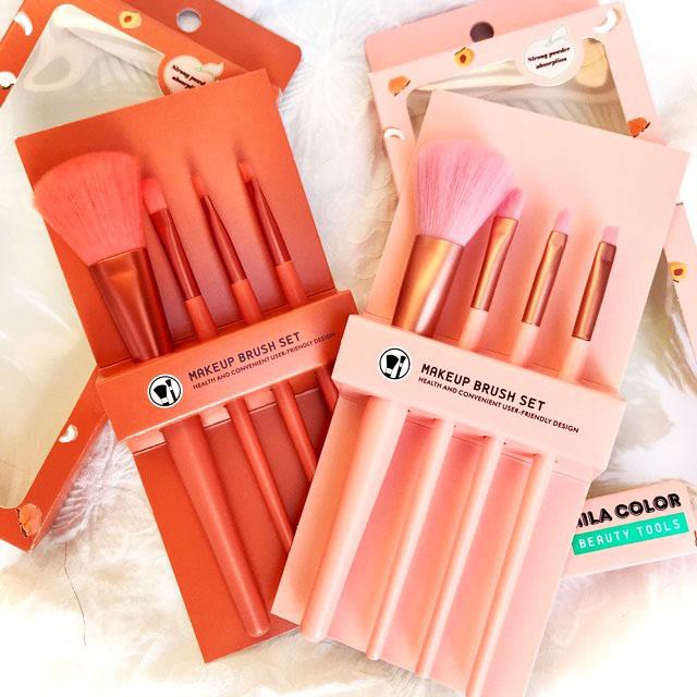 Bộ 4 Cọ Trang Điểm Tone Cam Hồng MILA COLOR Beauty Tools 5017