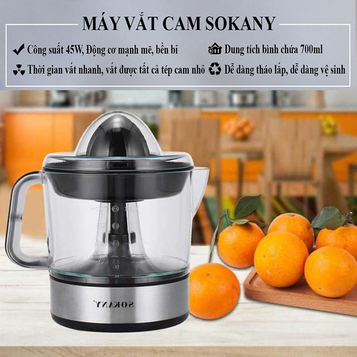 Máy Vắt Cam Sokany Chính Hãng Dung Tích 700ml - Máy Vắt Nước Cam Tự Động Bằng Điện 2 Chiều