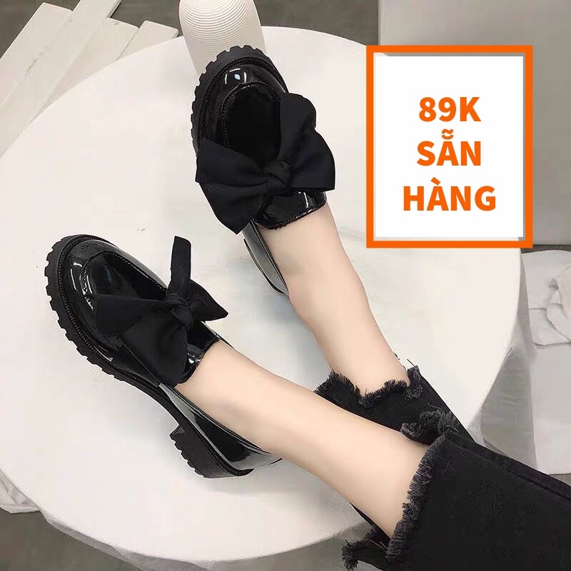 Giày búp bê lôlita nữ độn đế BUỘC NƠ TO Cao Cấp