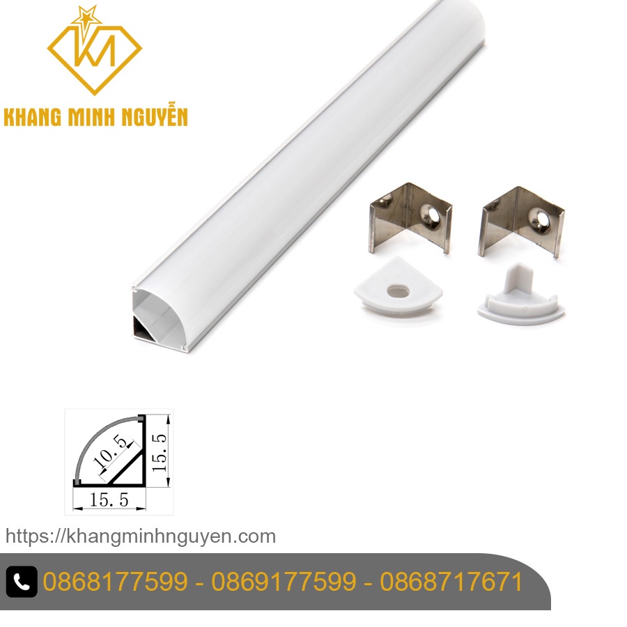 [Giá cho 1 mét] Thanh nhôm định hình led dây chữ V lắp nổi chuyên dụng cho thi công nội thất led dây 8mm - 10mm