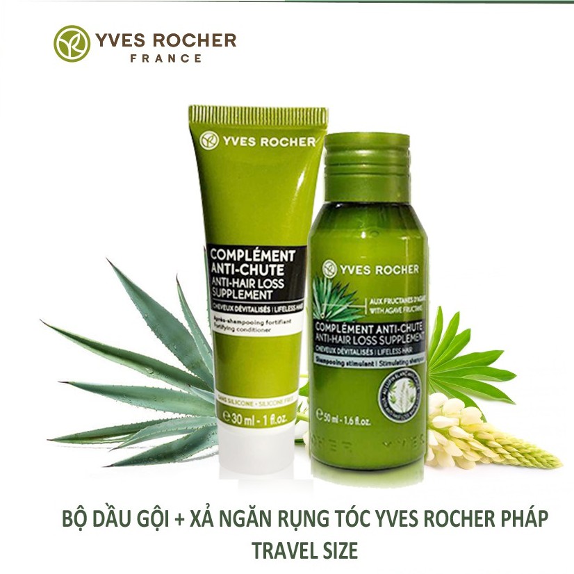 Bộ Dầu Gội Xả Du Lịch Giảm Gàu,Giảm Rụng Tóc  Tiện Lợi Yves Rocher Lifeless Hair Stimulating Shampoo 30