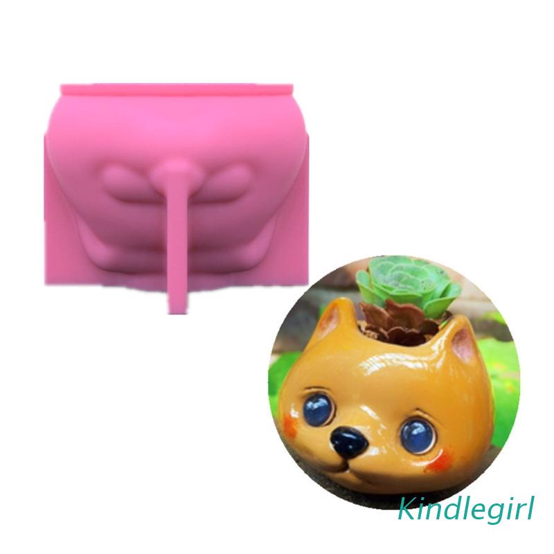 Khuôn Silicone Làm Chậu Cây Mọng Nước Hình Chú Chó DIY