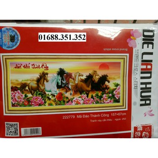 Tranh thêu chữ thập ngựa mã đáo thành công 222779 - 157x67cm