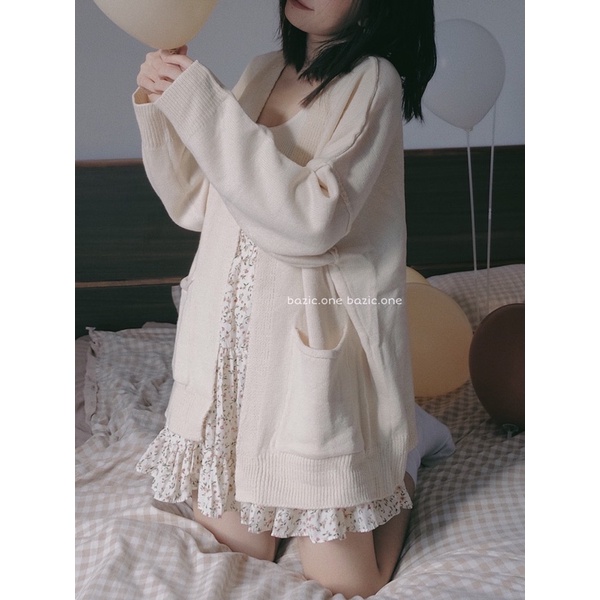 Áo cardigan len form rộng viền trái Bazic one | BigBuy360 - bigbuy360.vn