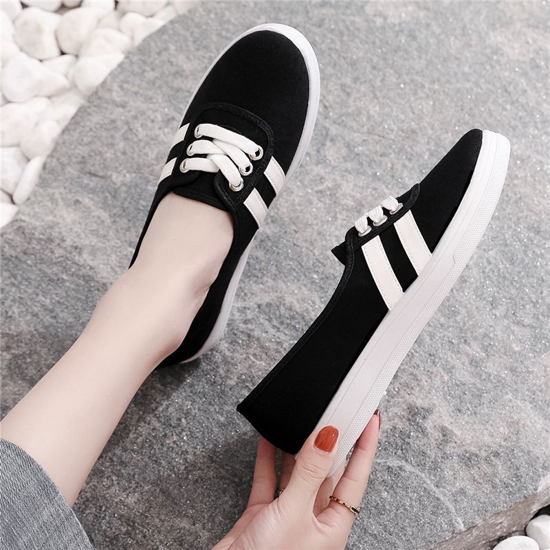 Giày Vải Canvas Cổ Thấp Màu Trắng Thời Trang Mùa Xuân 2022 Cho Nữ