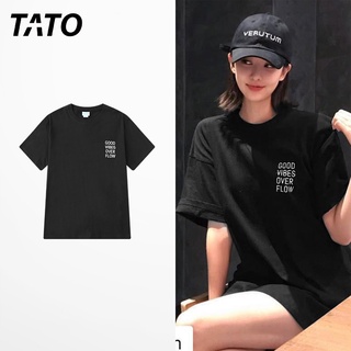 Áo Thun Unisex Tay Lỡ Dáng Rộng Chất Liệu Cotton Thoáng Mát Hình Good Vibes Over Flow