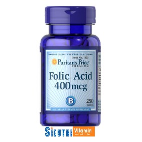 [CHÍNH HÃNG] Viên uống ngăn ngừa thiếu máu bổ sung vitamin B9 acit folic Puritan's Pride Folic Acid 400mcg 250 viên