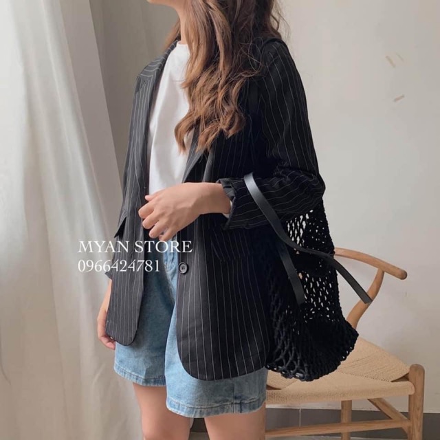 Áo khóc Blazer kẻ form rộng siêu đẹp
