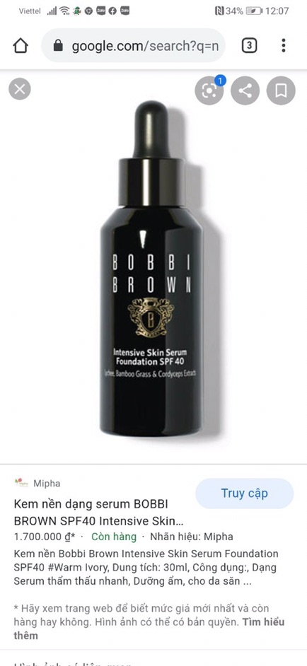 Kem nền dạng serum Bobbi Brown Intensive Skin serum Foundation SPF 40